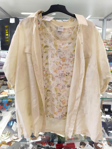 CAMICIA LINO ZANETTI BEIGE CON CANOTTA TG 53