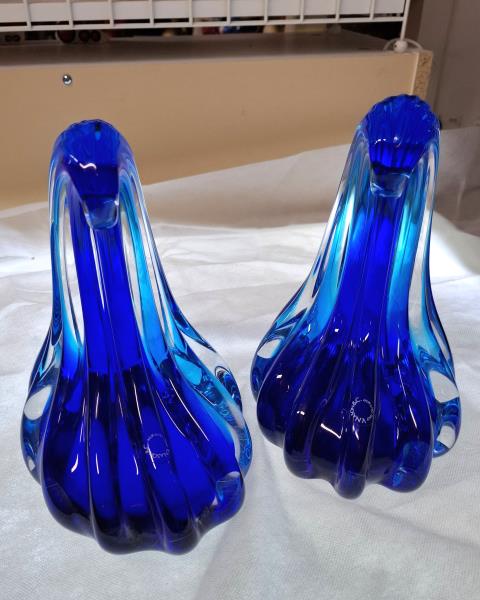 COPPIA FERMALIBRI MURANO NASON BLU