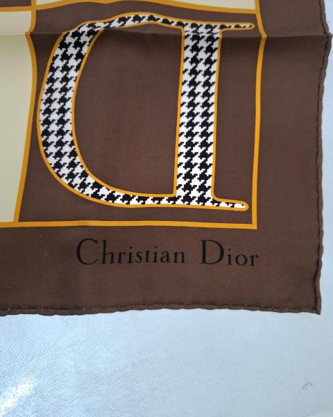 FOULARD CHRISTIAN DIOR SETA MARRONE  57X57CM