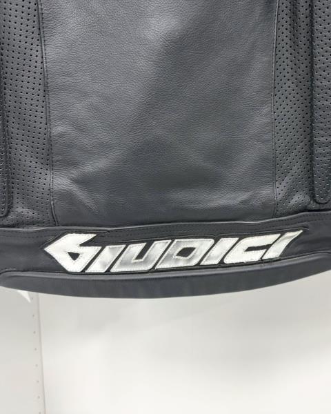 GIACCA+PANTA MOTO GIUDICI PELLE NERA TG 50/52