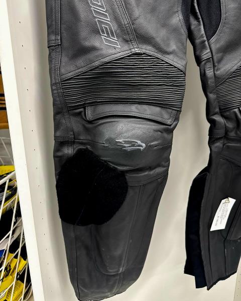 GIACCA+PANTA MOTO GIUDICI PELLE NERA TG 50/52