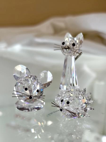 SWAROVSKI GATTO TOPO E RICCIO CON BASE