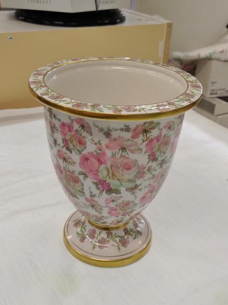 VASO PORCELLANE ARTISTICHE FIORI E DORATO